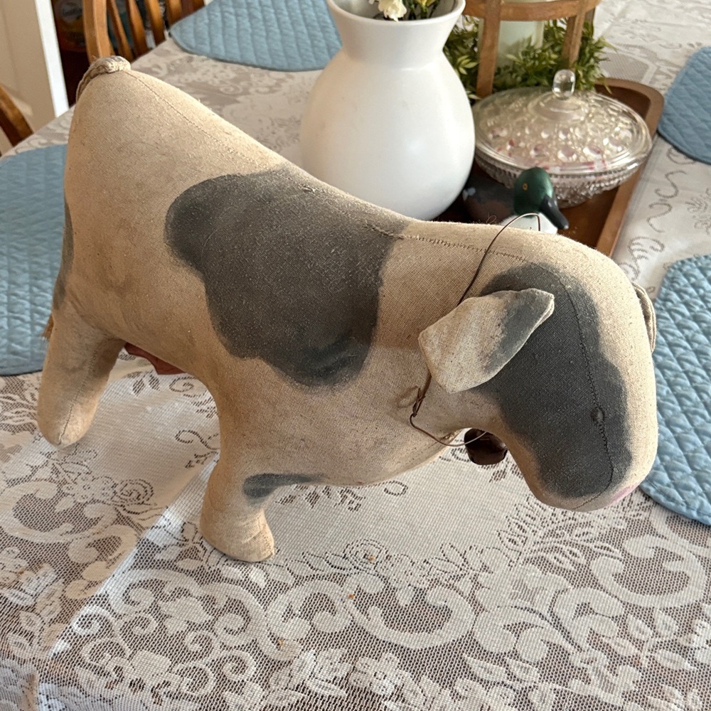 Vintage Style Fabric Cow Decor